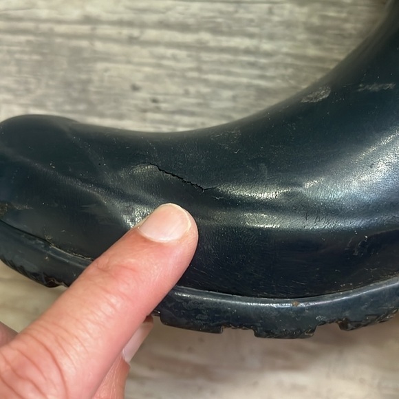 Hunter Boots Tall Navy Blue Women’s Size 8 Rain Boots - FLAWED Cracking - Picture 4 of 8